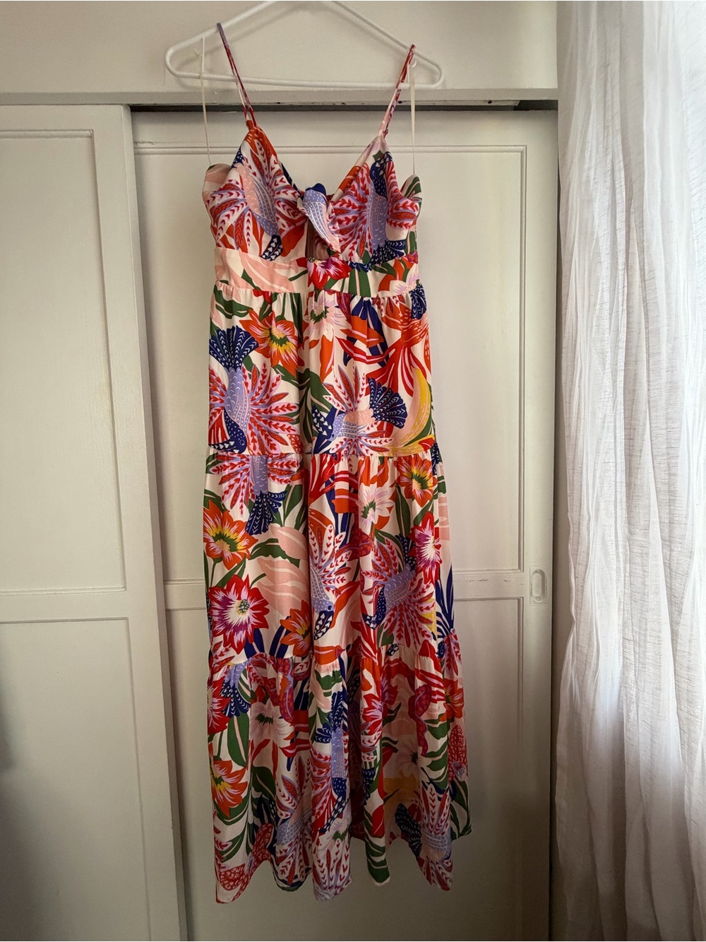 Floral Sundress with Spaghetti Straps - Pink Multi